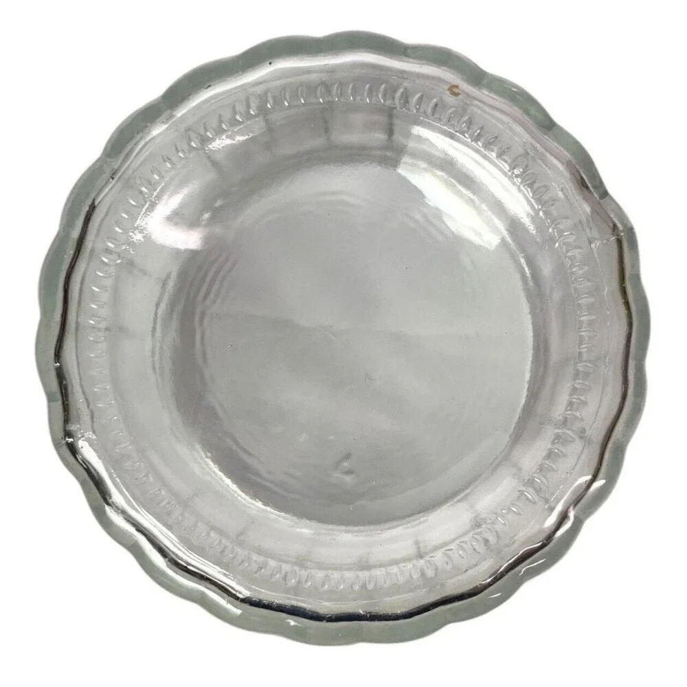 Ribbed Clear Glass Kitchen Canister Jar Bronze Tone Metal Lid 8” Pantry Storage